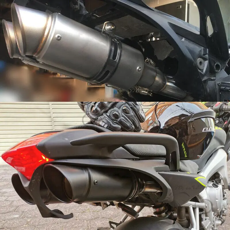 For Yamaha FZ6 FZ6N FZ6S 2004-2011 Motorcycle Exhaust System Left Right Mid Link Pipe Connect 51mm Tail Muffler Stainless Steel view 6