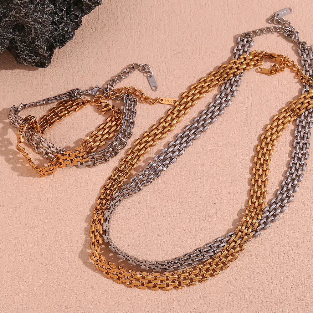 E.B.belle Neues Uhrenarmband, Kettenarmband, Halskette, 18 Karat vergoldeter Schmuck, 316L-Edelstahl-Armband für Damen-Accessoires – Detail 4