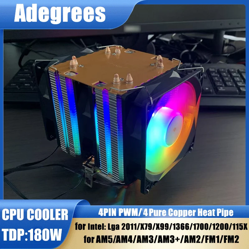 

X99 Радиатор процессора с воздушным охлаждением, 4 тепловых трубки, кулер для процессора Intel LGA 1366 1700 1200 1150 1151 1155 2011 X79 X99 AMD AM3 AM4 AM5