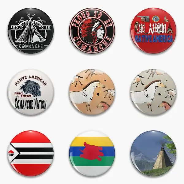 Comanche Nation Tribal Flag Of The Indigenous First Nations Native Soft Button Pin Customizable Lapel Pin Cartoon Jewelry