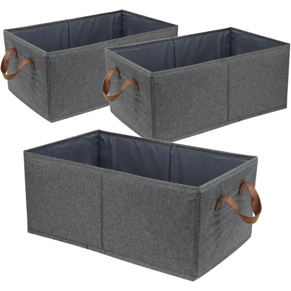 

Pack of 3 Large Capacity Storage Bins Closet Organizer System, Sturdy Foldable Storage Boxes for Organizing Clothing, Sheets, To