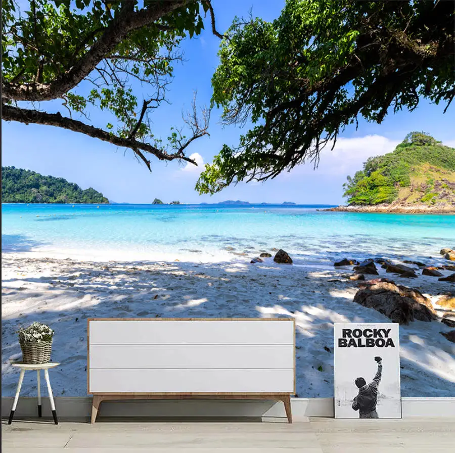 Customized murals European-style watercolor paths brick walls trees beach photos artistic wallpaper children's bedroom paintings