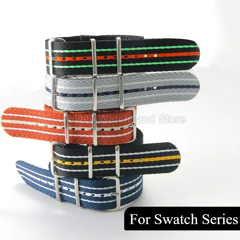 For SWATCH×BLANCPAIN Nylon Watch Strap Needle Buckle 20 22mm Scratch-resistant Easy To Wipe Clean Ideal for Outdoor Hikes