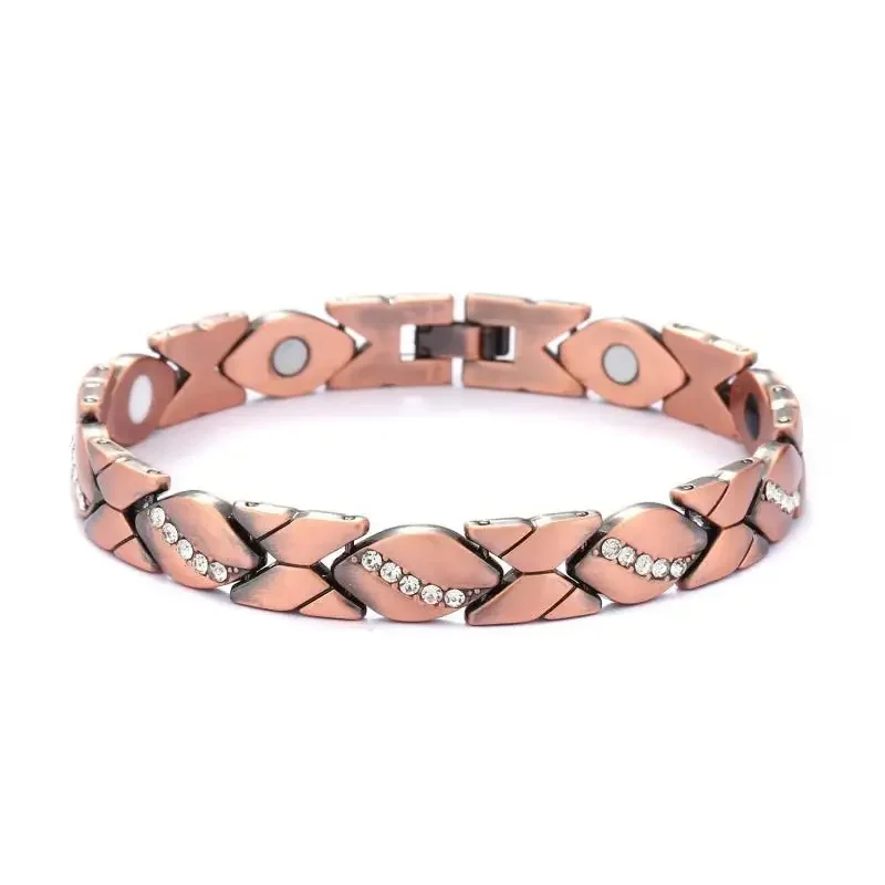 Retro Copper Color Magnetic Bracelet Men\'s Arthritis Pain Relief Adjustable Bio-Energy Blood Pressure Bracelet Healthy Jewelry