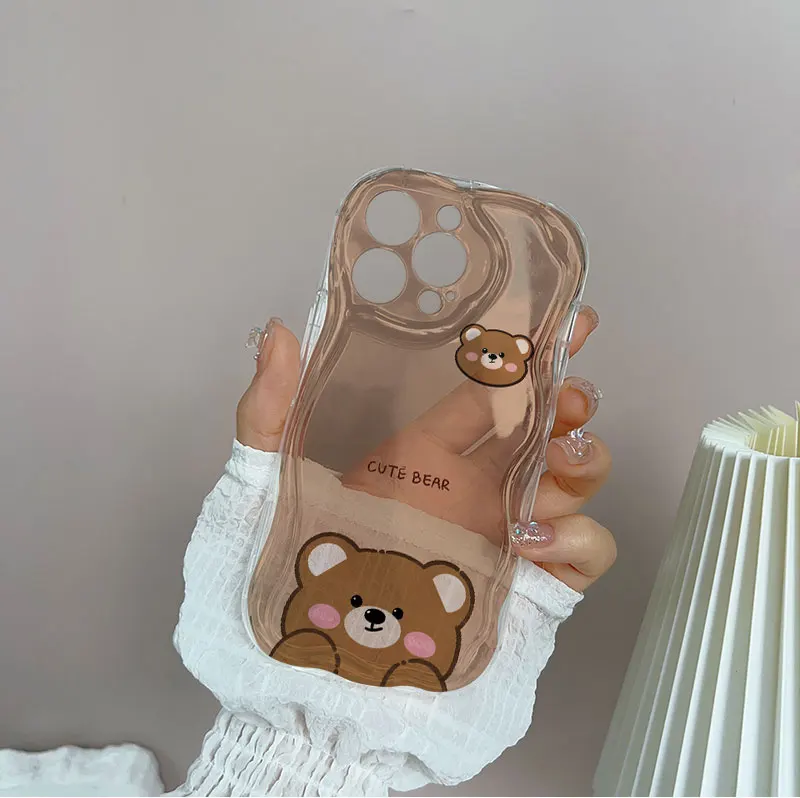 3D Ears Bear Cat Phone Case For OPPO Reno 14F 14 13 12 11 Pro 13F 12F 11F 8T 6 5 7Z 8Z 4 8 Pro A3 PRO A60 Casing Clear  Soft