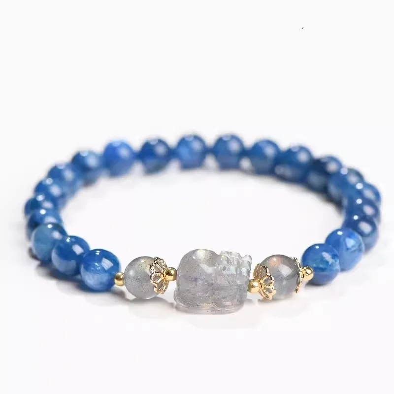 

Kyanite Pixiu Blue Gray Moonlight Bracelet Men Niche Women'S Style