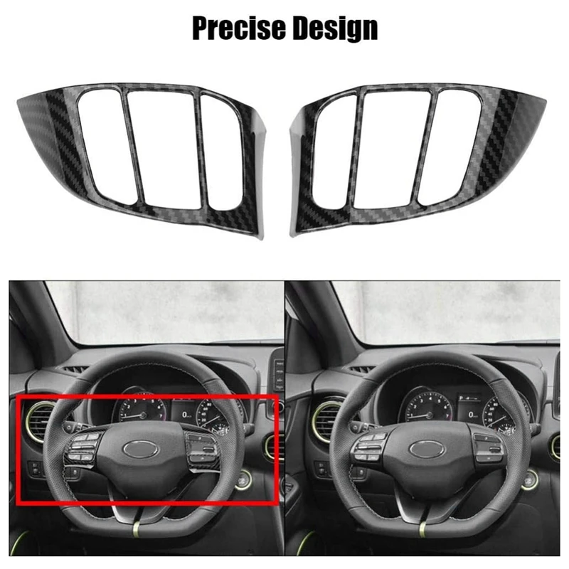 2Pcs Steering Wheel Cover Frame Trim Insert Sticker For Hyundai Encino Kauai Kona 2017 2018 2019 2020 SUV