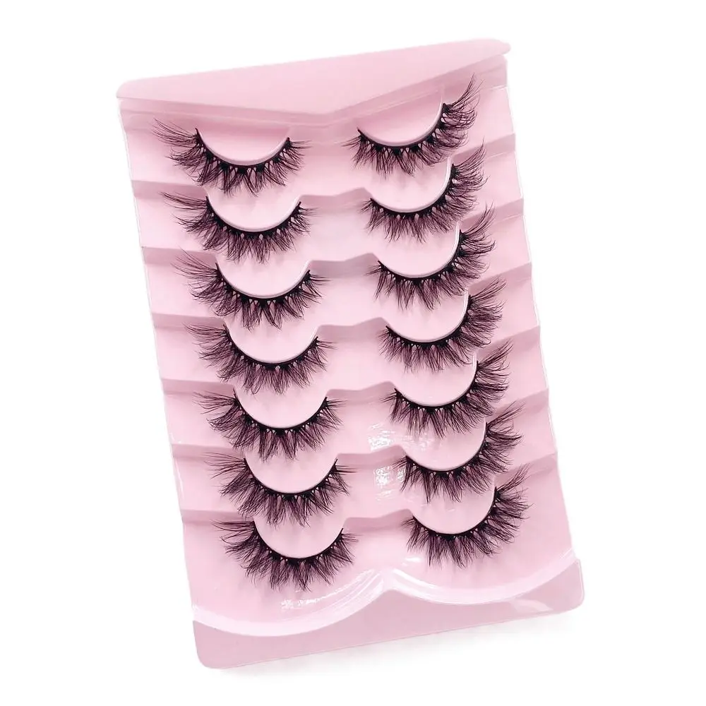 7pairs 3D Looking Effect Full Strip Lashes Long Eye Tail Wispy False Eyelashes Puffy Explosive Eye Makeup Winged Lashes