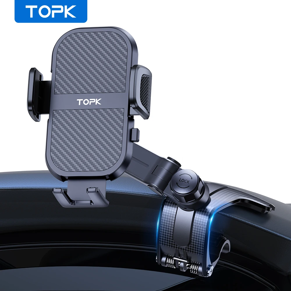 TOPK Autotelefonhalter Ständer Universal Dashboard Auto Clip Halterung GPS Halterung Auto Handy Unterstützung im Auto für iPhone Samsun