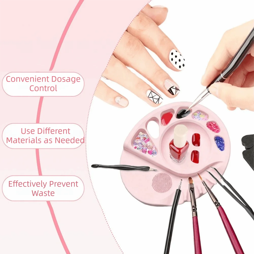 Reusable Makeup Mat Palette Durable Portable Foundation Palette Elliptical Shape Non-Stick Silicone Makeup Mat Art Beginner