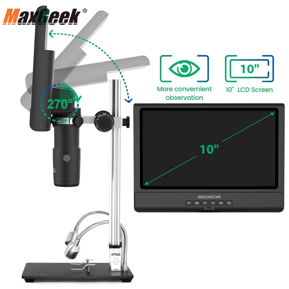 Imagem -05 - Maxgeek Andonstar Microscópio Digital Ad209 10 Tela Lcd Reparação de Telefone Artes e Ofícios Miniatura