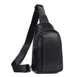 New Genuine Leather Men Shoulder Bag Casual Cowhide Leather Men Crossbody Bags Travel Chest Pack Men Sling Bags