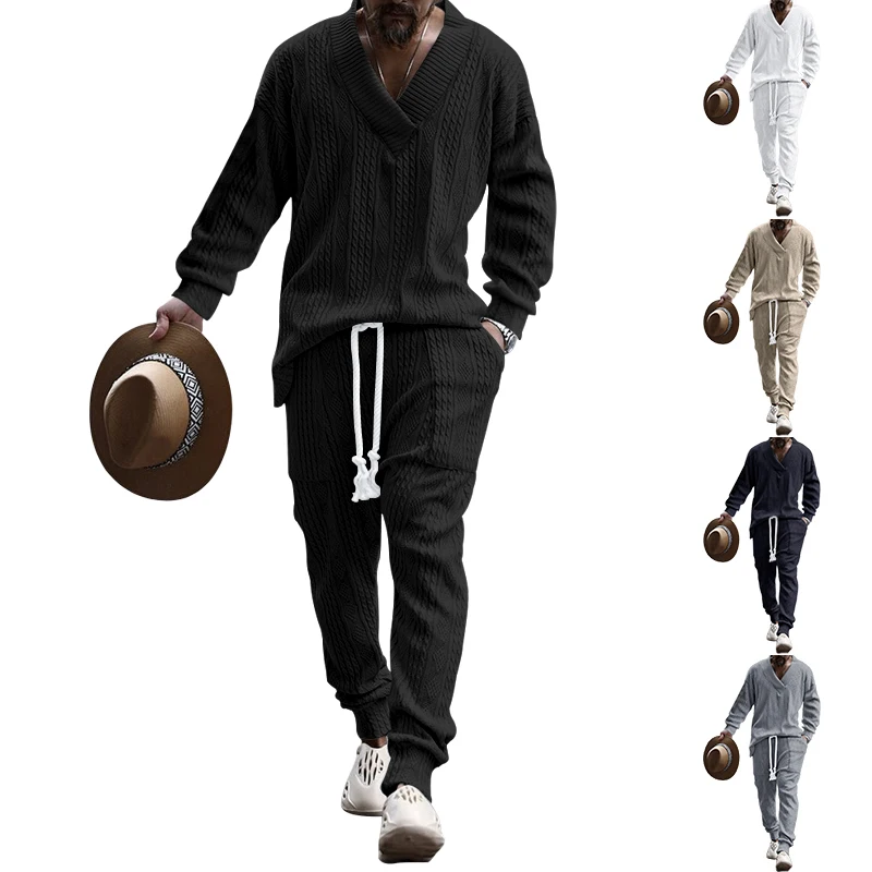 

Spring and Autumn Men's Sports Suit Solid Color Jacquard Casual Sports Suit, Casual Sports Suit, Men's Suit