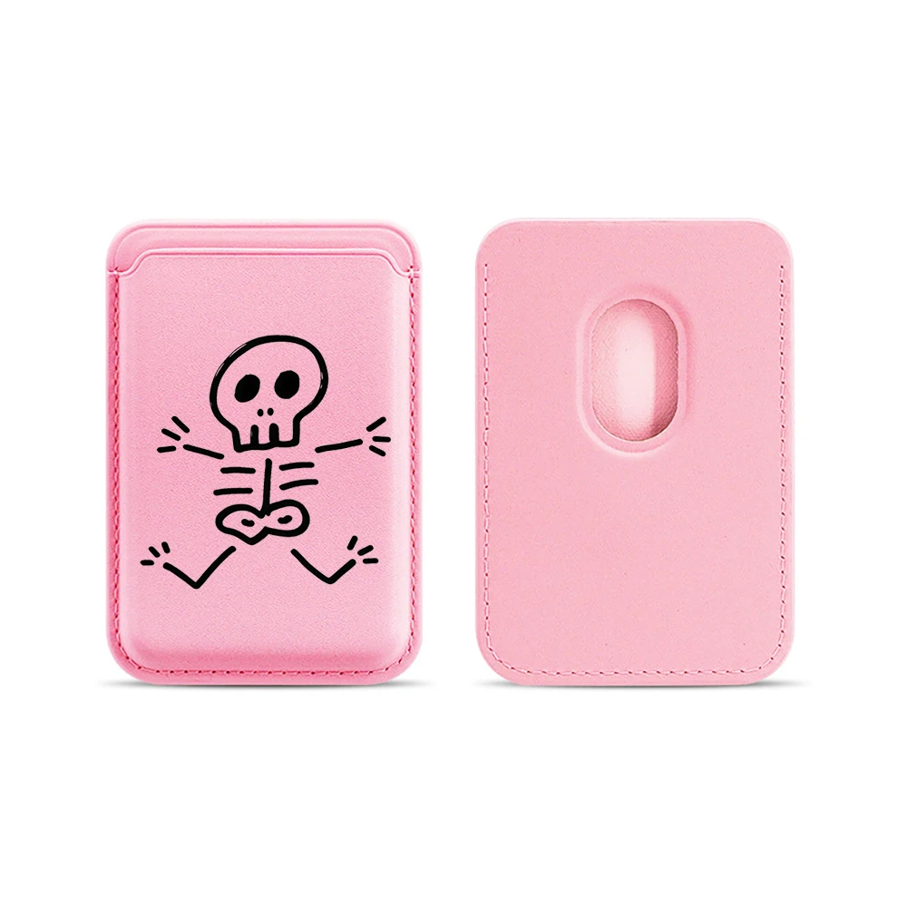 Künstlerische Totenkopf-Leder-Kartenhülle für Magnetische Hüllen, Geeignet für alle iPhones, für Magsafe-Karten-Handytasche – Detail 14