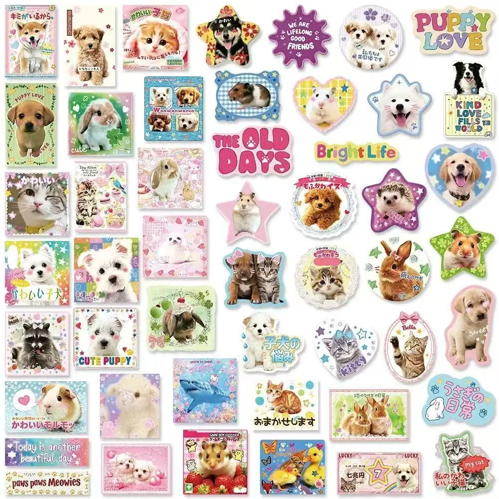 50 Pcs Cute Animal Japanese Stickers Waterproof Vinyl Decals for Phone Case Journal Pencil Case Laptop Notebook Luggage Gift