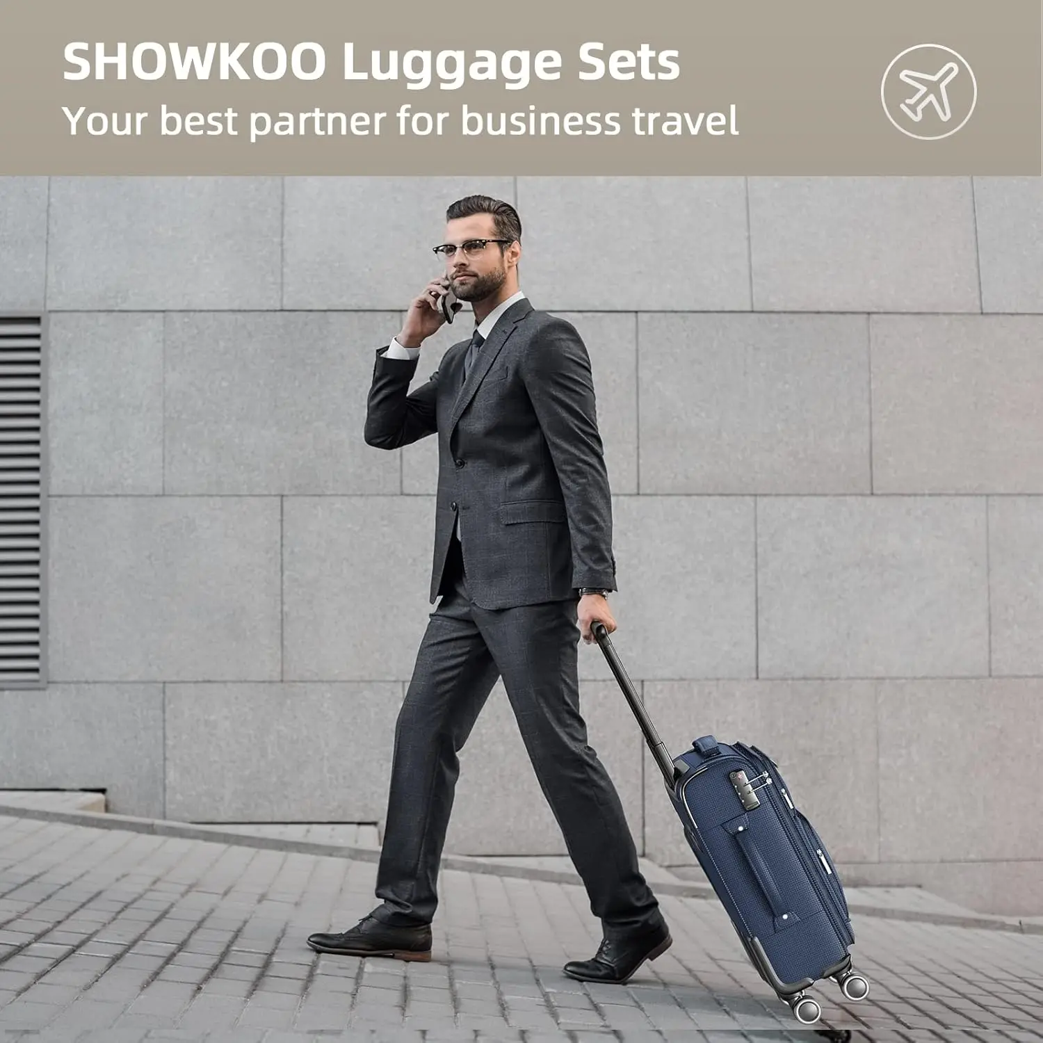 SHOWKOO Luggage Sets 3 Piece Softside Expandable Lightweight Durable Suitcase Sets Double Spinner Wheels TSA Lock(20/24/28in)