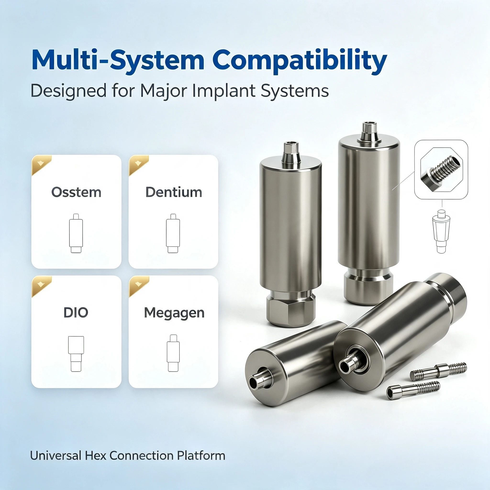 10 Stück 10mm Sechskant-Vorgefräste Abutments aus Zirkonoxid-Titanbasis, CAD/CAM-kompatibel mit Osstem, Dentium, DIO, Megagen Dentalimplantat-Labor – Detail 3