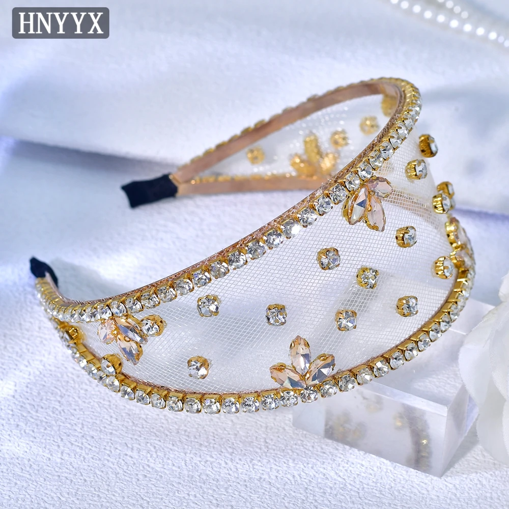 

HNYYX Glitter Rhinestone Wide Headband Light Luxury Bridal Hair Hoop Elegant Trendy Hairband Wedding Dress Hair Accessories A398