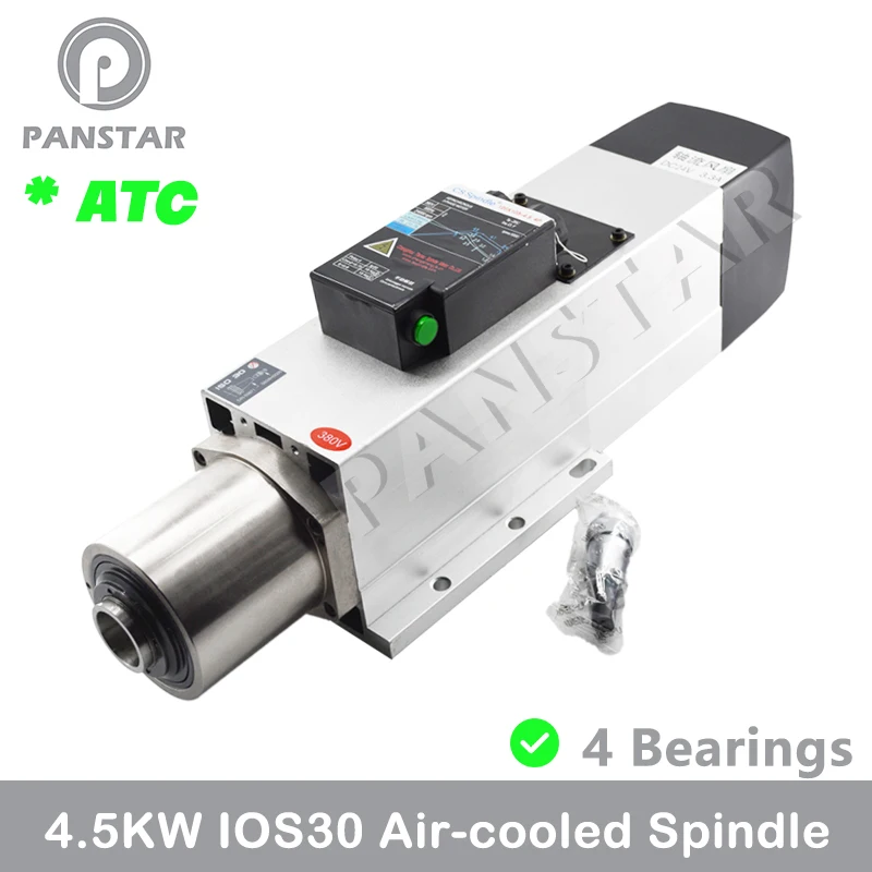 PANSATR 4.5KW ATC Air Cooled Spindle Motor ISO30 220V 380V 800HZ 24000RPM 4 Bearings Automatic Tool Change Spindle CNC Router