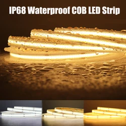 Tira de luces LED COB para exteriores, cinta de luz Flexible impermeable IP68 de 12V, 24V, para gabinetes de cocina, Sauna, piscina