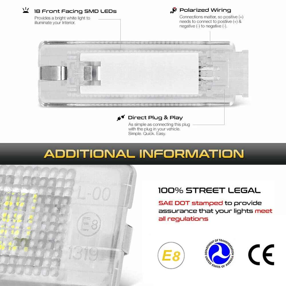 폭스바겐 VW 파사트 B6 B7 B8 CC 캐디 트랜스포터 T5 T6 제타 EOS 투란 LED 실내 트렁크 루프 백 조명 썸네일 2
