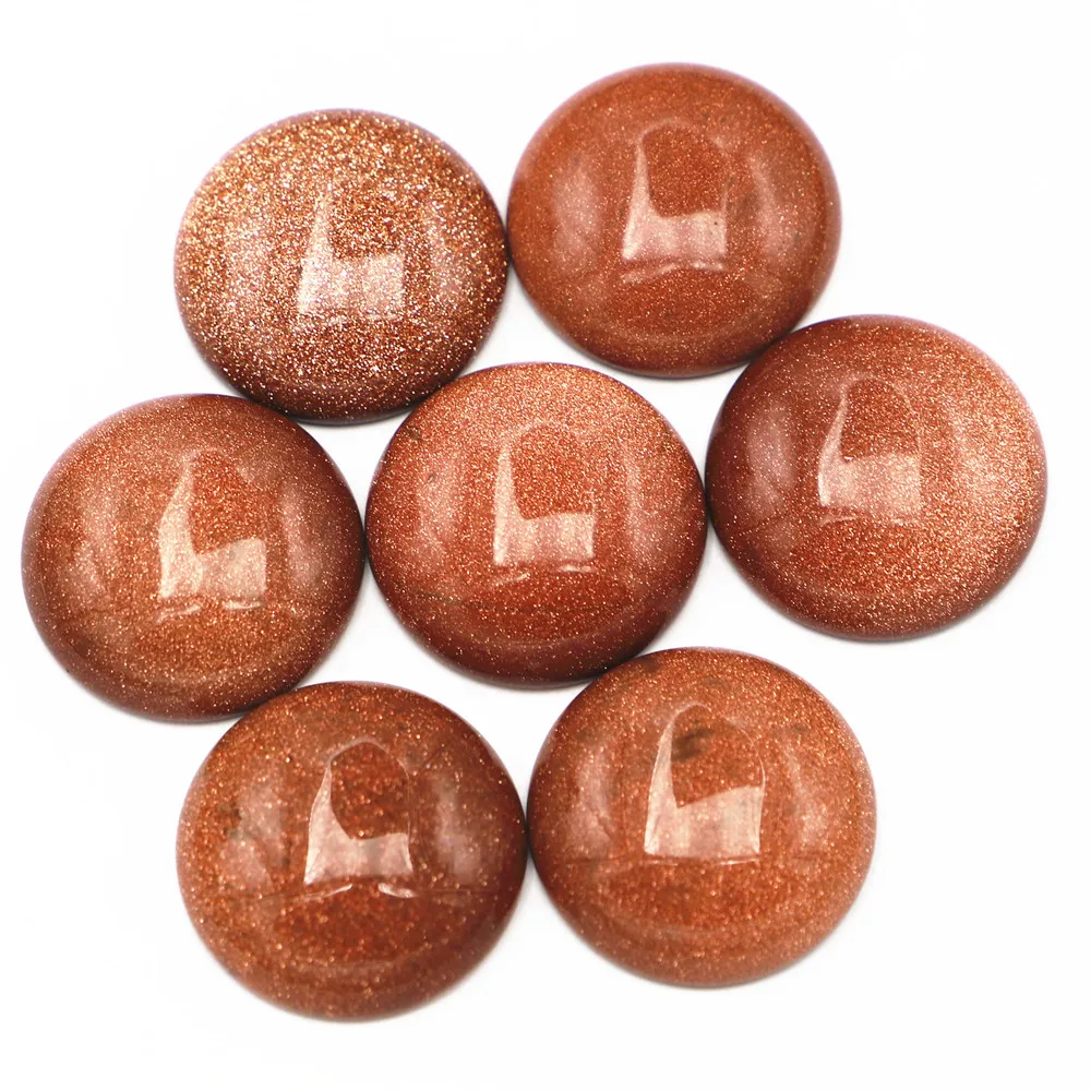 

30mm Natural Stone Gold Sands Round Cabochon Beads Fit DIY Earring Bracelet Jewelry Making Finding Wholesale Free Shipping 12Pcs