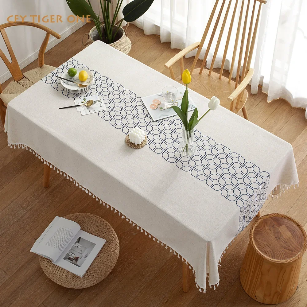 Nordic Four Leaf Grass Tea Tablecloth Antifouling Rectangular Tablecloth Washable and Oil Resistant Coffee Table Mat Table Cover