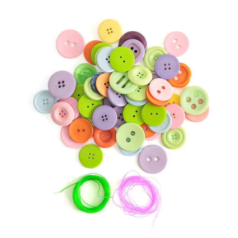 New Style Spot High-value Color Large Buttons Puzzle Wear Buttons Fine Movement Training Finger String Rope Line Buttons