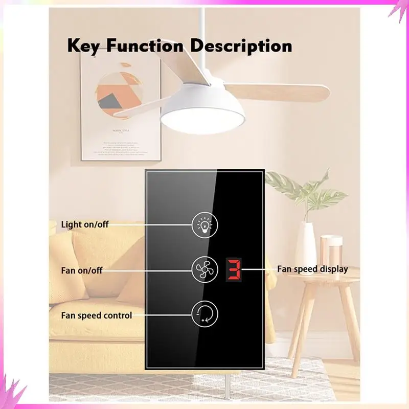 

Умный переключатель B50C Tuya Wi-Fi Alexa Google Home Вентилятор Свет Котел Стандартный водонагреватель Сенсорная вилка стандарта США