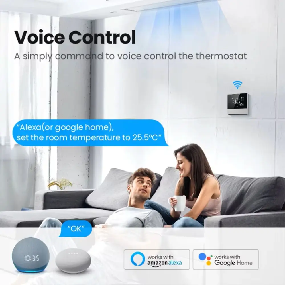 جديد Tuya WiFi الذكية تكييف الهواء المركزي ترموستات التدفئة والتبريد وظيفة 3 سرعة مروحة لفائف ل Alexa Google Home #3