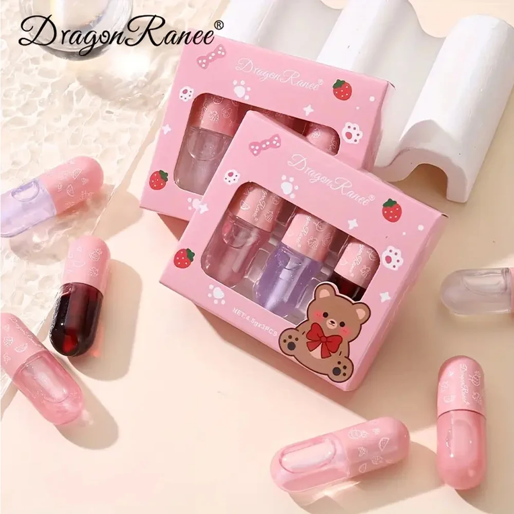 Set da 3 pezzi di lucidalabbra, idratante, lucidalabbra a lunga durata con abbellimento morbido opaco, tazza antiaderente, ingredienti vegetali, adatto a tutti i tipi di pelle