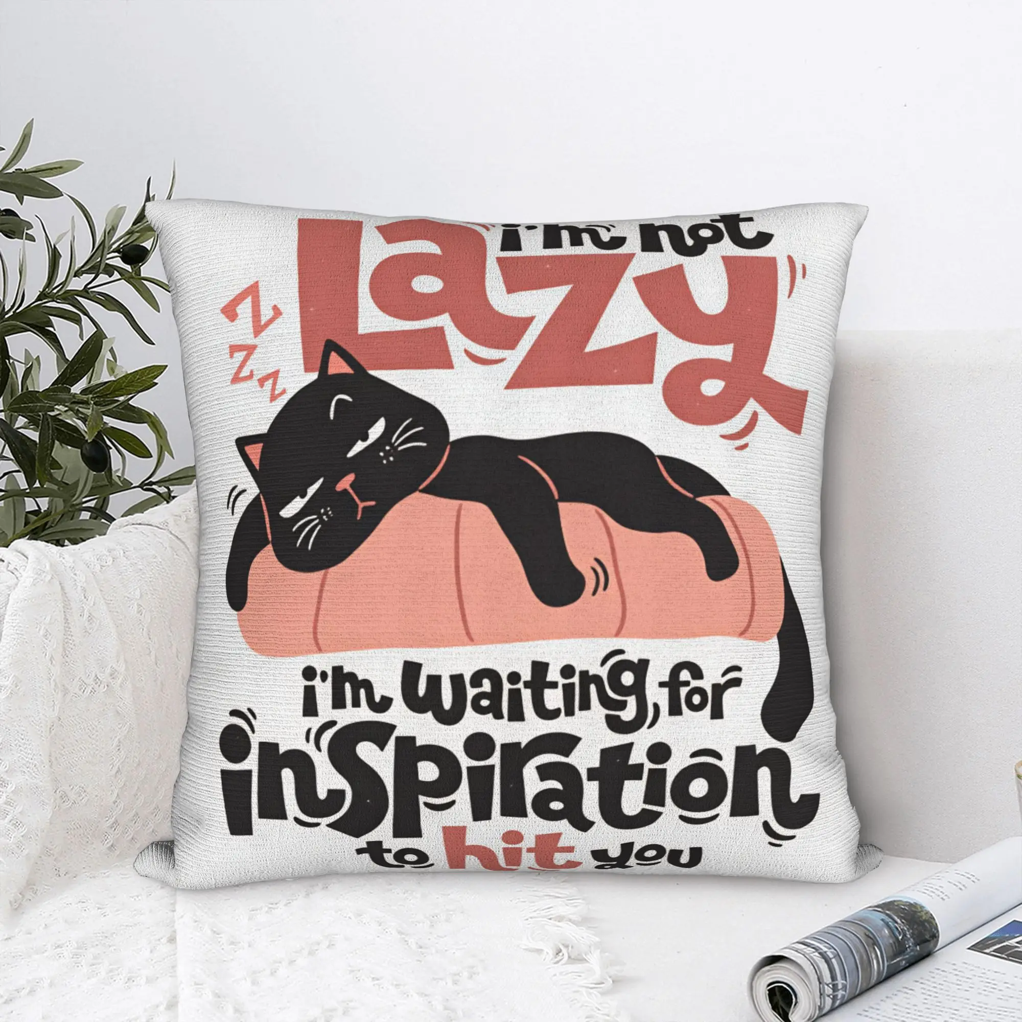 Pillow Case HIT LAZY CAT Photographic Print Comfy  Pillow Cover For Chair Sofa Home Decor Kawaii Pillowcases