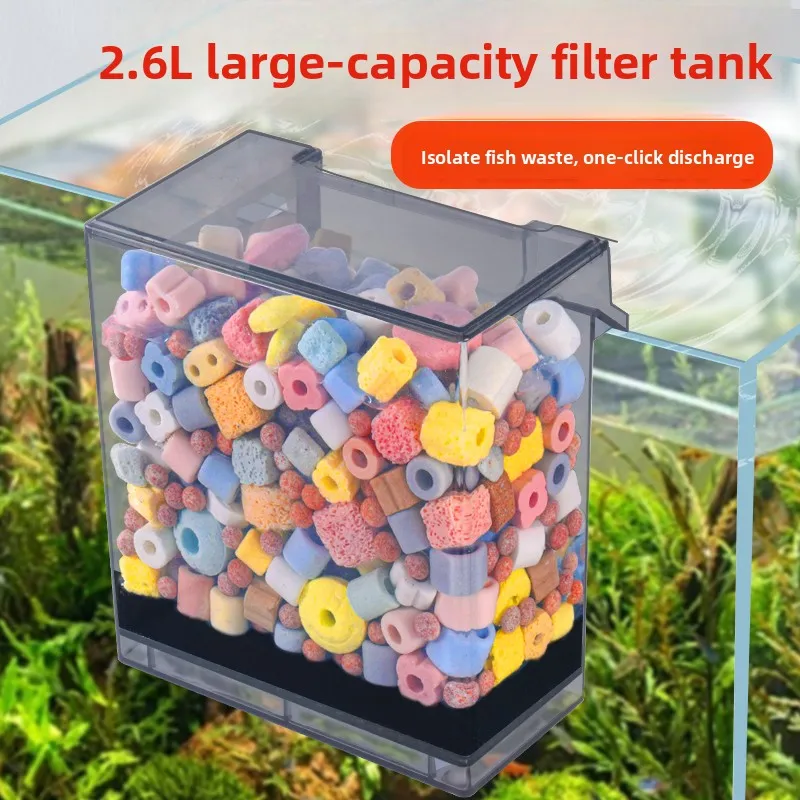 

Tee-In-One Aquarium Filter Oxyger Drop Flow Box External Hanging Installation Acrylic Material Small Fi Tank Filter