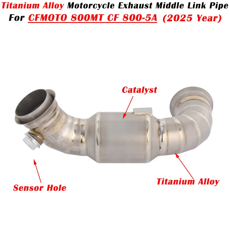 Slip On für CFMOTO 800MT CF800-5A 2025 Motorradauspuff Modifiziertes Escape System Schalldämpfer Mittleres Verbindungsrohr