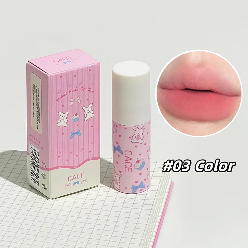 CACE Sexy Red Matte Velvet Lipgloss Waterproof Liquid Lipstick Nude Lip Mud Clay Peach Lip Tint Makeup Lip Glaze Cosmetics