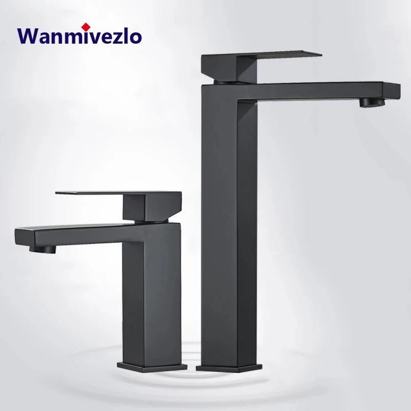 Black Basin Faucet Bathroom Faucet Deck Mounted Nickel Basin Sink Tap Mixer Hot Cold Water Brass Washbasin Faucet