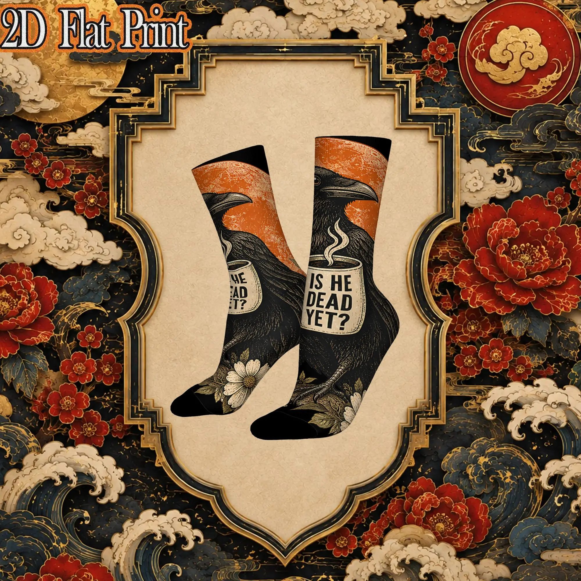 Fashion Vintage Is He Vintage Dead Yet Dark Crow Raven Bird Humor Retro Crazy Men's  Crew Sock Unisex  Funny  compression Socks