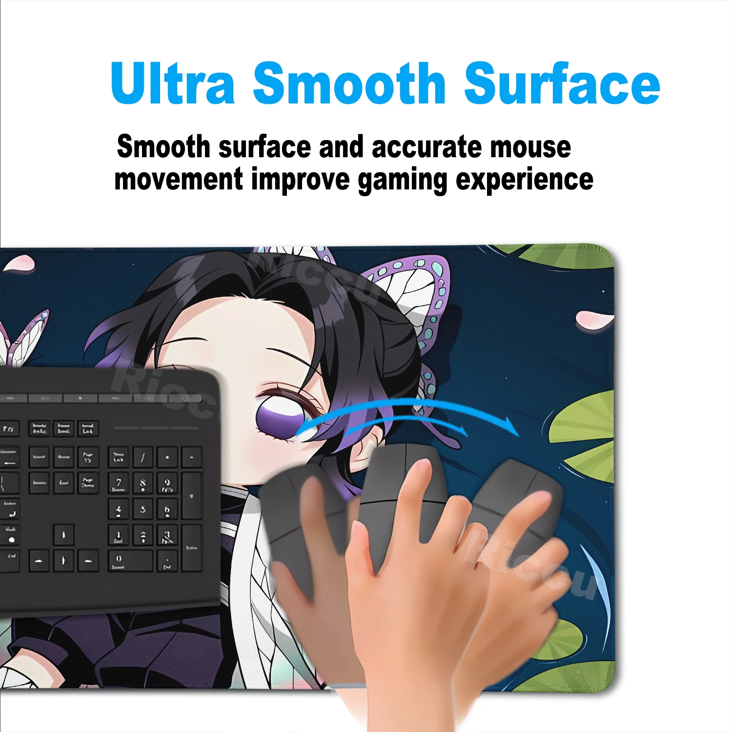 Purple Butterfly Demon Slayer Mouse Pad Japan Anime Extended Desk Mat XXL Kawaii Kochou Shinobu Mousepad PC Laptop Keyboard Rug