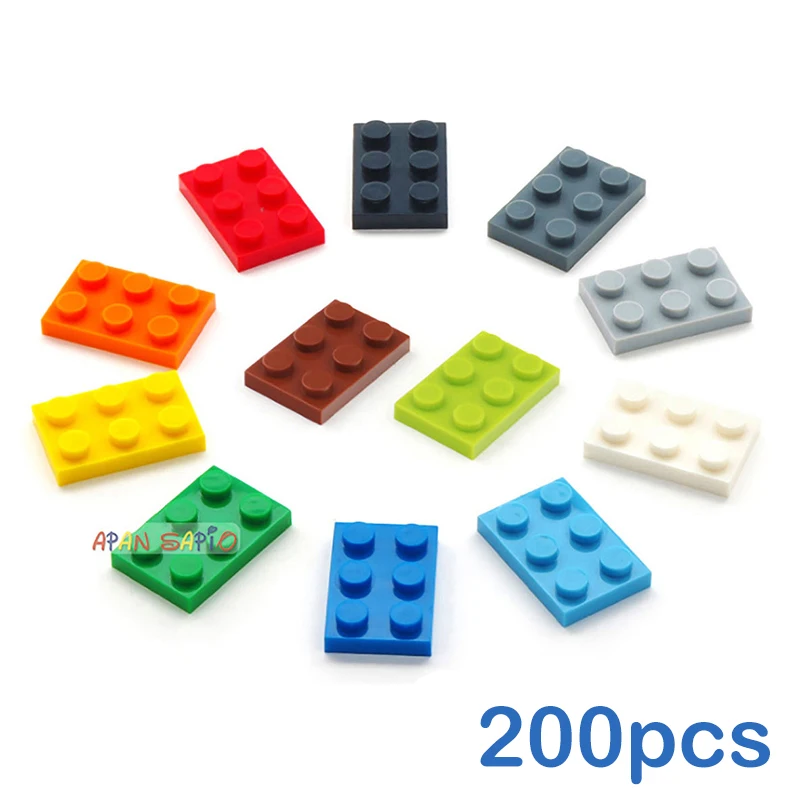 200pcs DIY Building Blocks Thin Figures Bricks 2x3 Dots 12Color Educational Creative Toys for Children Size Compatible With 3021