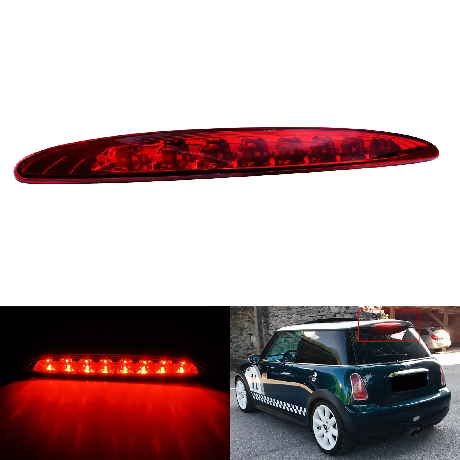 

1pc Red LED Third Rear High Level Brake Stop Light For Mini Cooper R50 R53 2001-2006 High Level Third LED Rear Brake Stop Light