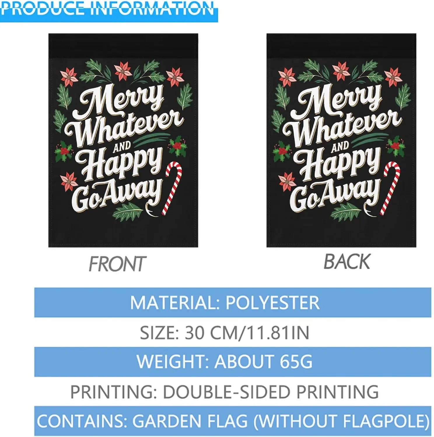 علم حديقة عيد الميلاد من Merry Whatevers And Happy Go Aways للخارج مقاس 12 × 18 علم ديكور مبتكر مزدوج الجوانب لـ AAO
