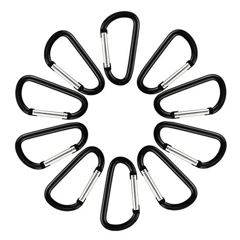 10PCS Outdoor Carabiner D-shaped Bold Metal Travel Kit Camping Aluminum Survival Gear Mountaineering