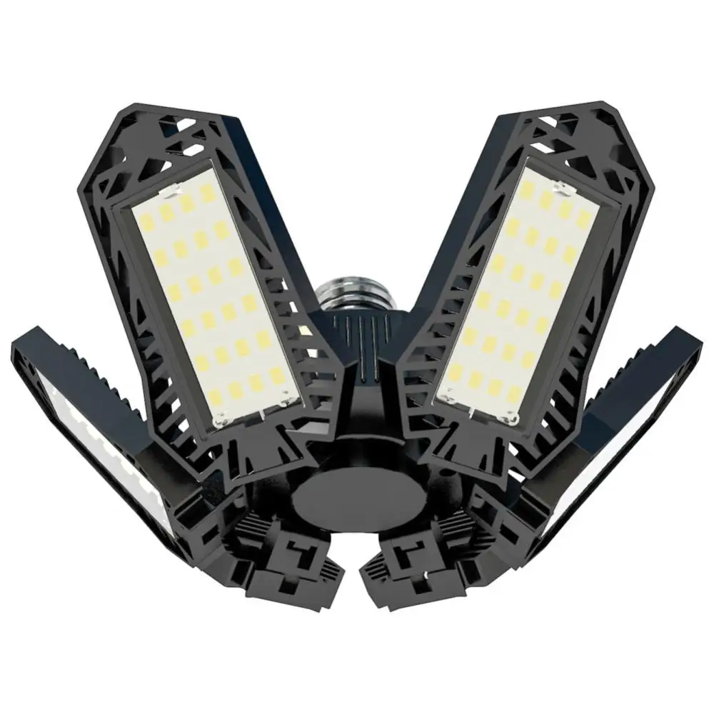 LED Garage Light Deformable LED Garage Ceiling Light Adjustable 6 Panels Led Lamp E27/E26 LED Bulbs Light For Garage Workshop