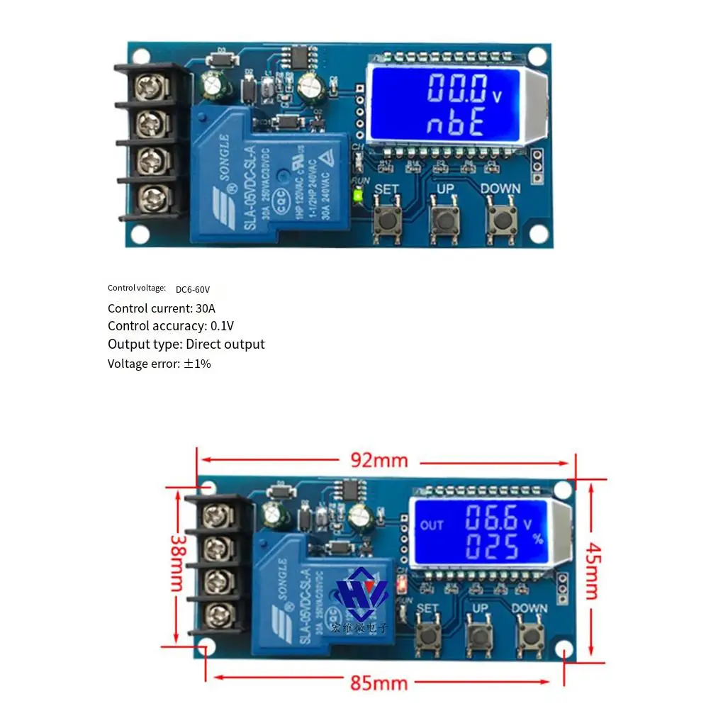 DC 6-60v 30A Storage Battery Charging Control Module Protection Board Charger Time Switch LCD Display XY-L30A