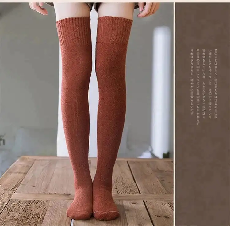 Warm Thigh High Socks Long Stockings Women's Socks Autumn Winter Thickened Knee Socks Polyester Cotton Terry Warm Thigh High