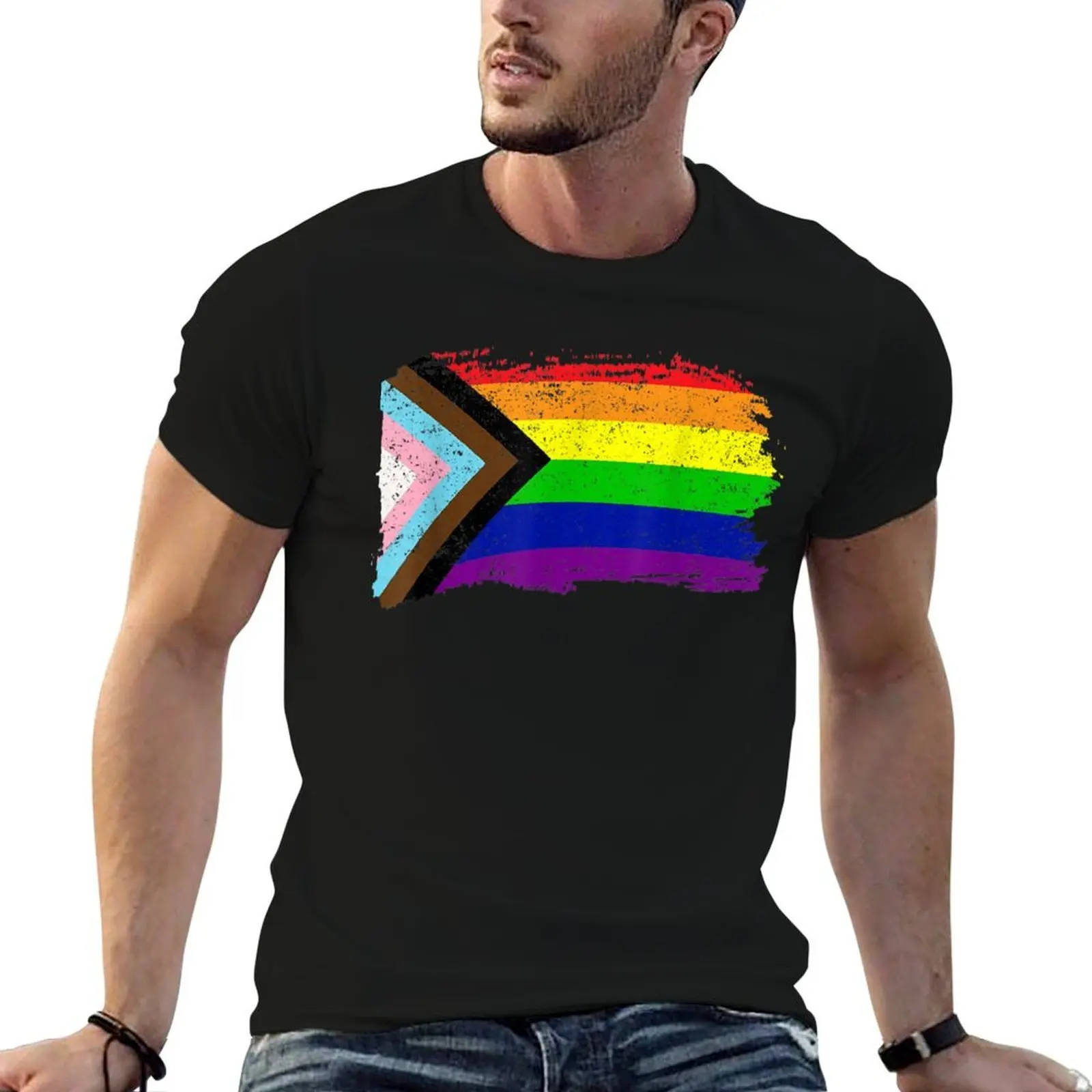 Inclusive Progress Pride Flag Gay Pride LGBTQ Rainbow Flag T-Shirt funny meme t-shirts funny shirt cotton mens fashion