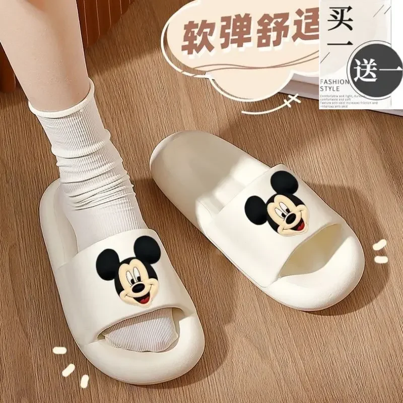 Cute Mickey creative cartoon pattern new fashion simple versatile comfortable soft sole anti-slip sandals for men and women