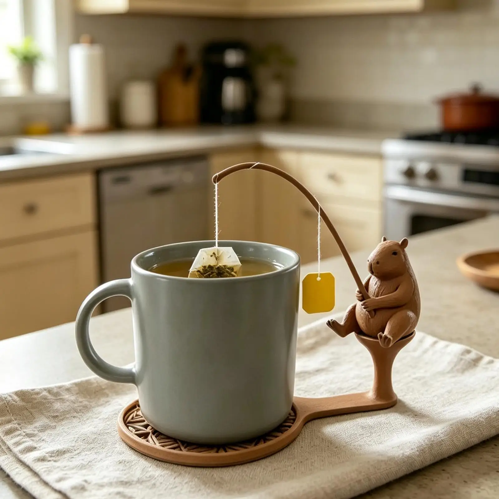 Cute Teabag String Holder 3D Printed Cute Universal Capybara Decor Cute Mug Rim Companion for Home Party Game Picnic Camping