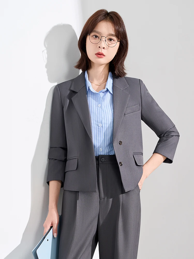Cherry Blossom Colored Short Suit Jacket for Women Formal Commute Interview 2026 New Style Spring Autumn Seasonal Occasion