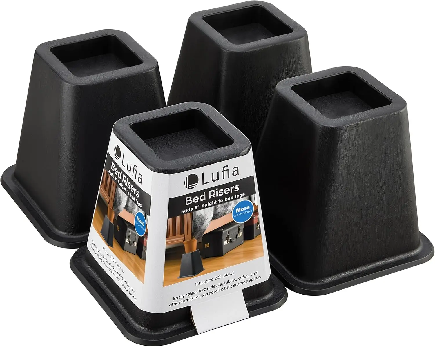 

Bed Furniture Risers Heavy Duty, Stackable Bed Lifts Risers for Sofa, Table, Couch, Chair or Desk, Set of 4 Bed Lifts (Bla